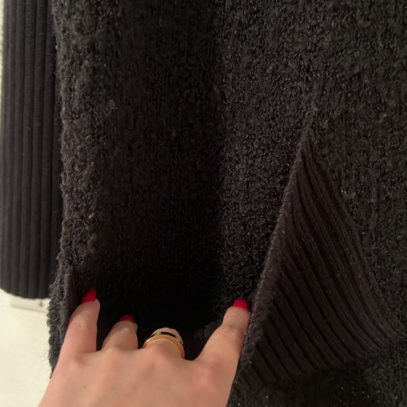 Vintage Chico’s Wool Blend Ribbed & Bouclé Zip Cardigan Sweater Black XL - Picture 6 of 9